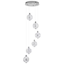 Bridget Iron & Crystal LED 6 Light Pendant